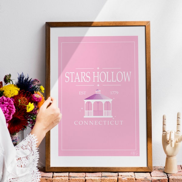Stars Hollow Art Print | Gilmore Girls Inspired Art | Pink Aesthetic Art Print | Pink Wall Art | TV Film art  | Pink Gilmore Girls decor