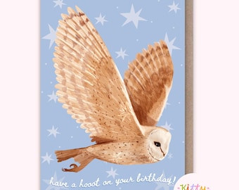 Barn Owl Birthday Card: A6 Handmade, Illustrated Bird Card