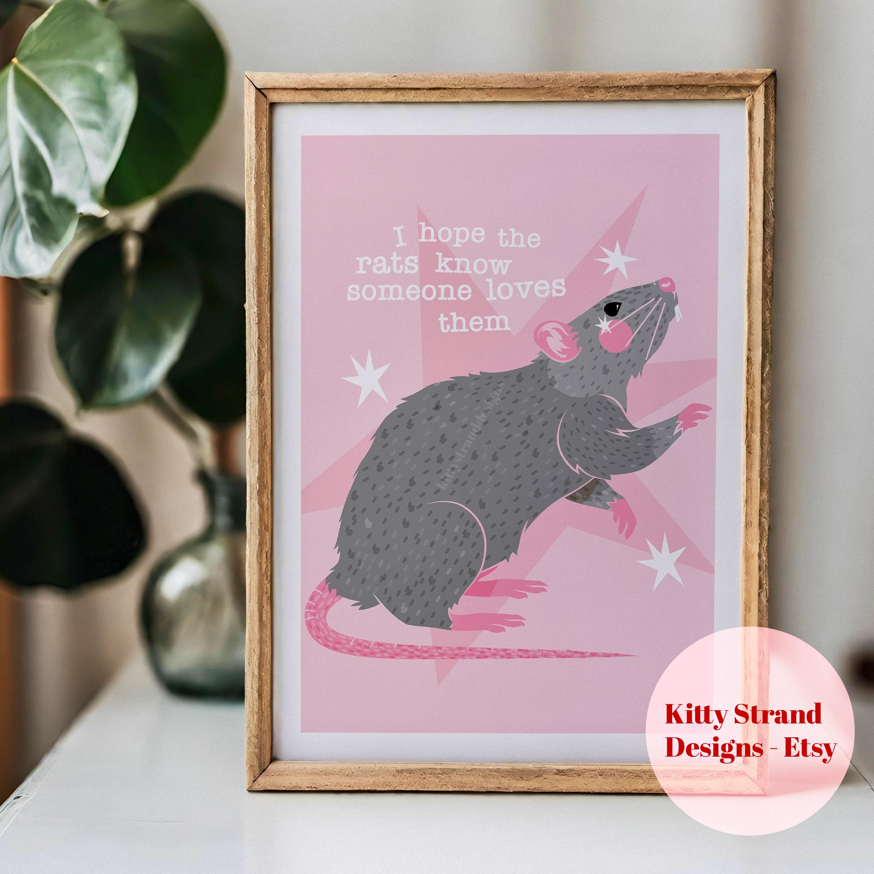 Pink Rat Art Print: Animal Lover Gift, Rodent Wall Decor - Etsy