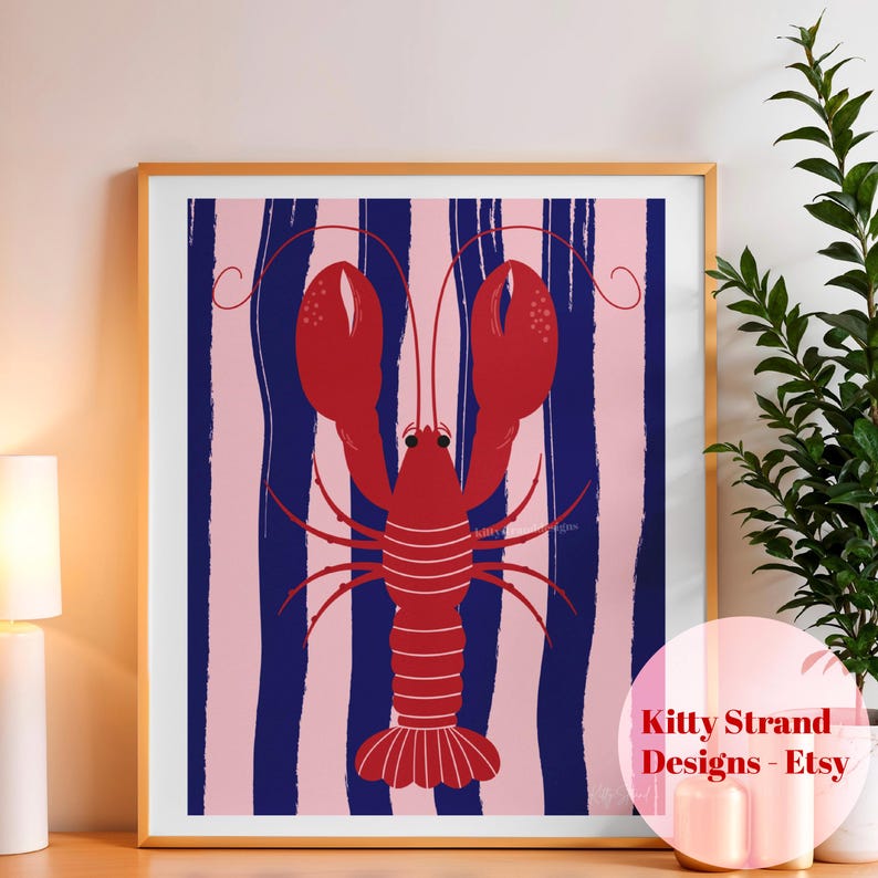Lobster Art Print Gallery Wall Art Dining Room Print Fish Wall Art
