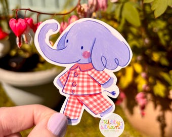 Whimsical Elephant Sticker – Waterproof Decal for Waterbottles, Notebooks & Laptops