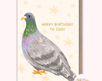 Birthday Card: A6 Pigeon gift with original illustration
