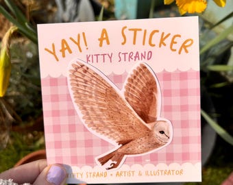 Barn Owl Vinyl Sticker: Waterproof Laptop & Waterbottle Decal for Bird Lovers
