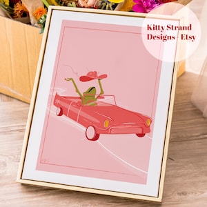 Stampa artistica "Howdy Partner Frog" / Stampa artistica "Western Frog" / Stampa artistica "Rosa Car" / Stampa artistica da parete "Rosa" / Stampa artistica da parete "Western Gallery" / Decorazione da cow girl