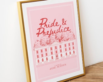 Pride & Prejudice Wall Art Print: Pemberley Illustration, Jane Austen Gift