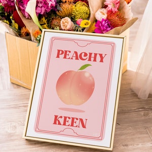 Peach Poster | Fruit Art Print | Pink Kitchen Wall Art | Aesthetic Home Decor | Gift for Her | Gallery Wall Art | Vintage Food Poster