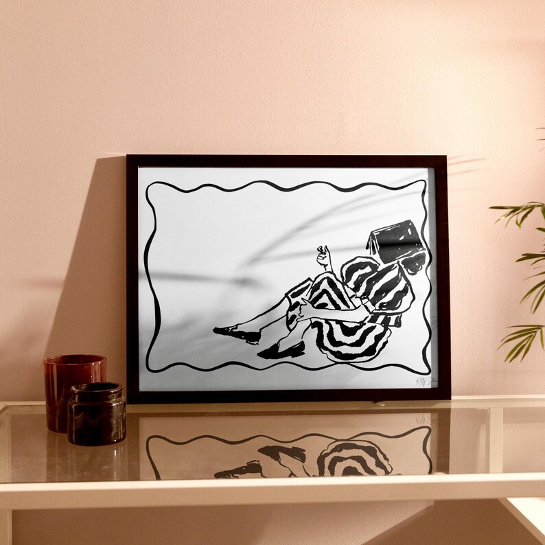 Printable Book Art Print Horizontal Wall Art Above Bed Art Print Black