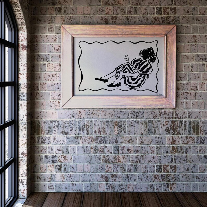 Printable Book Art Print Horizontal Wall Art Above Bed Art Print Black