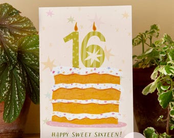 Biglietto d'auguri per il 16° compleanno: Buon sedicesimo compleanno, biglietto stravagante per adolescenti A6