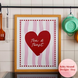 Tea & Toast Kitchen Print: Pink Girly Food Lover Art