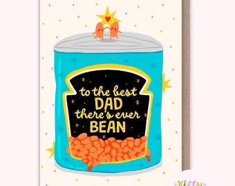 Funny Baked Beans Father's Day Card: A6 Handmade Illustrated Card for Dad