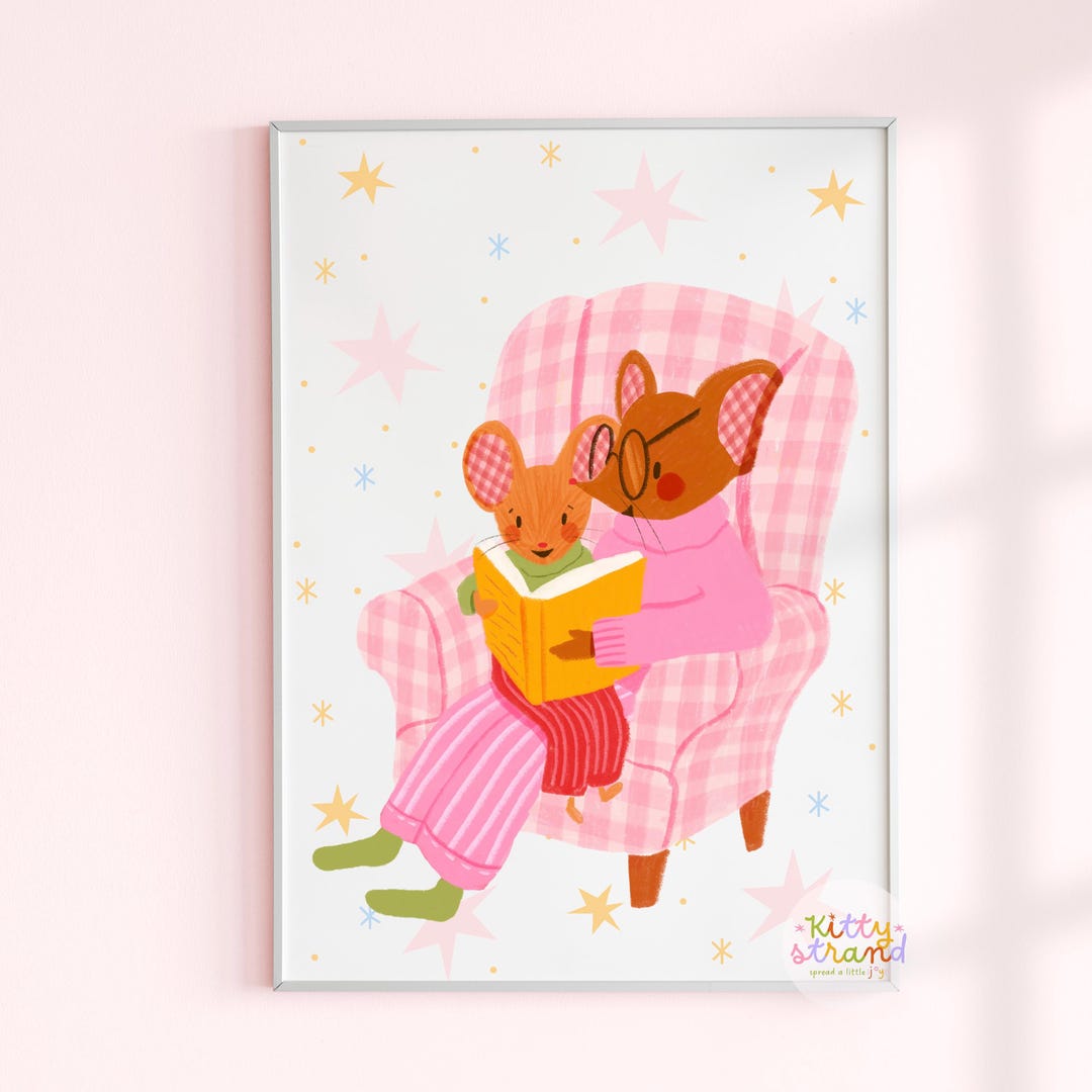 Whimsy Reading One More Chapter: Whimsical Reading-inspired Children's Wall Art Print ...