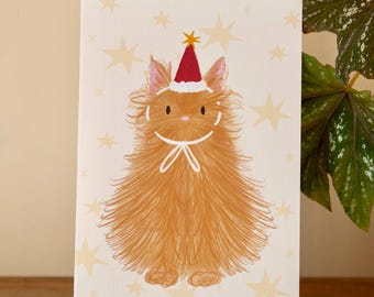 Ginger Cat Christmas Card: Whimsical A6 Gift from the Cat