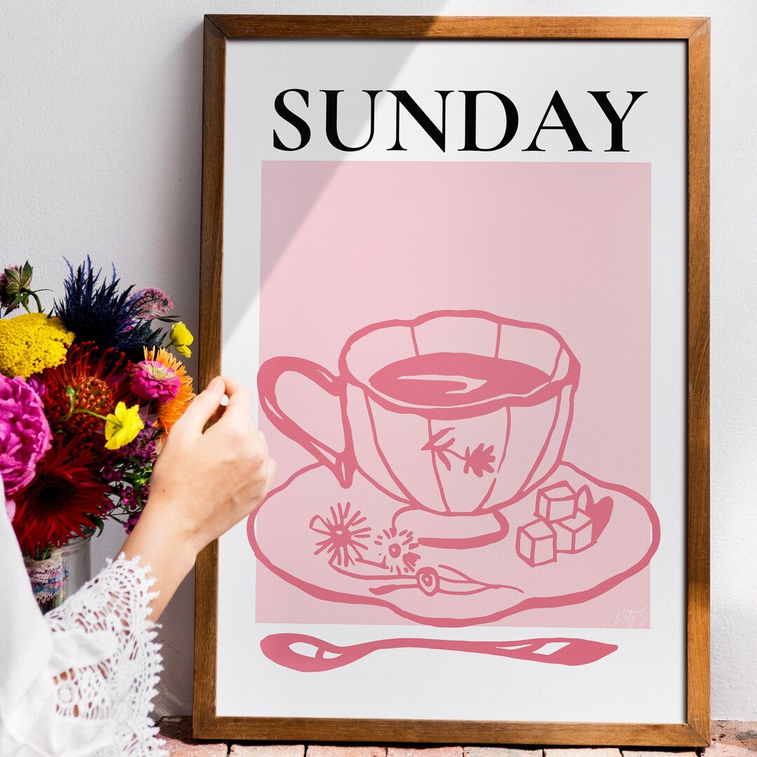 Printable Pink Wall Art Minimalist Wall Art Fashion Art Print Pink Kitchen Wall Art Tea Poster ...
