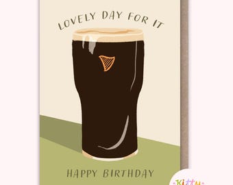 Irish Stout Birthday Card: A6 Beer Garden Birthday Gift