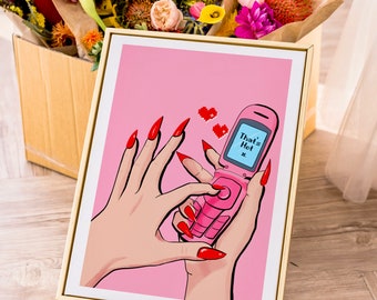Flip Phone Print Y2K Room Decor Self Love Print Cute 
