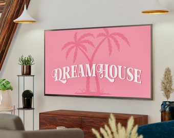 Pink Samsung TV frame Art - Malibu Dreamhouse TV frame Art - Barbie inspired TV Frame Art - Pink, Girly  tv frame art- pink frame art jpg