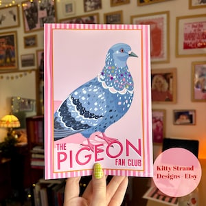 Lámina artística del Club de Aficionados a las Palomas - Póster de aves para amantes de la naturaleza - Arte mural de animales en rosa - Arte mural de galería - Arte para sala de estar - Regalo para amantes de las aves