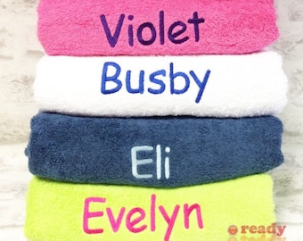Personalised Embroidered Unisex Boys Girls Children's Kids Swimming Bath Towels with ANY NAME 500gsm