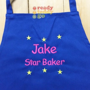 Personalised Apron for Kids Cooking / Baking / Crafts NAME + STAR BAKER design Apron embroidered Unisex gift - Birthday Gift Girls Boys