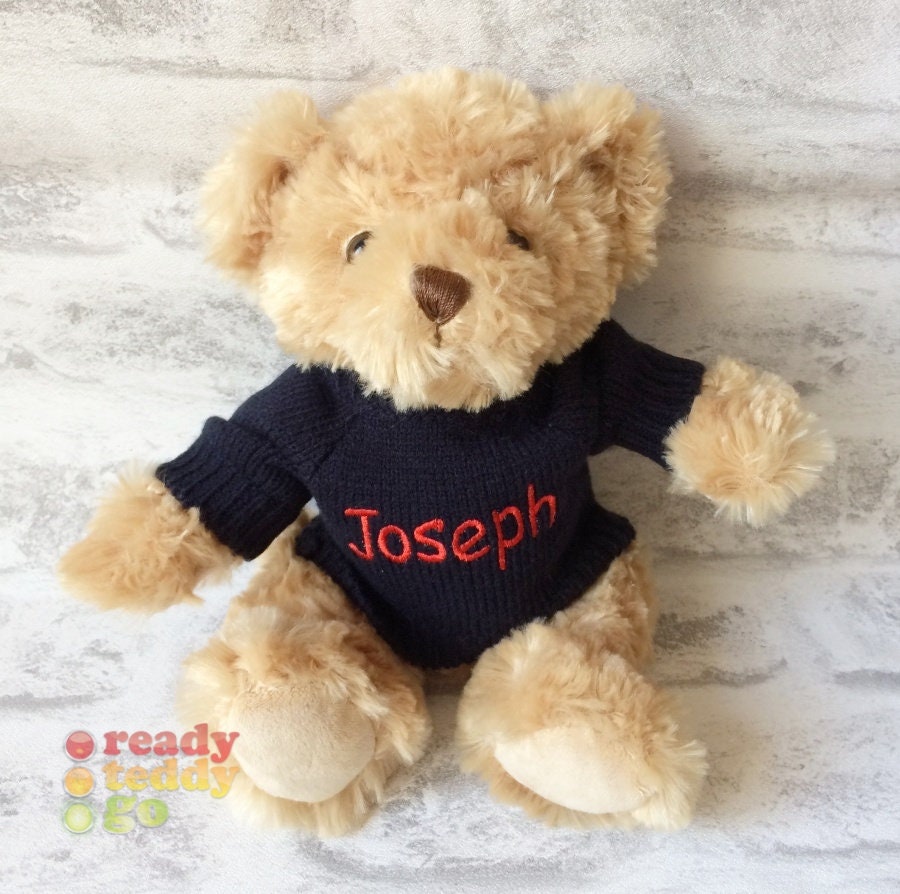 Personalised Teddy Bear 8 Inch Knitted Jumper Embroidered with Etsy