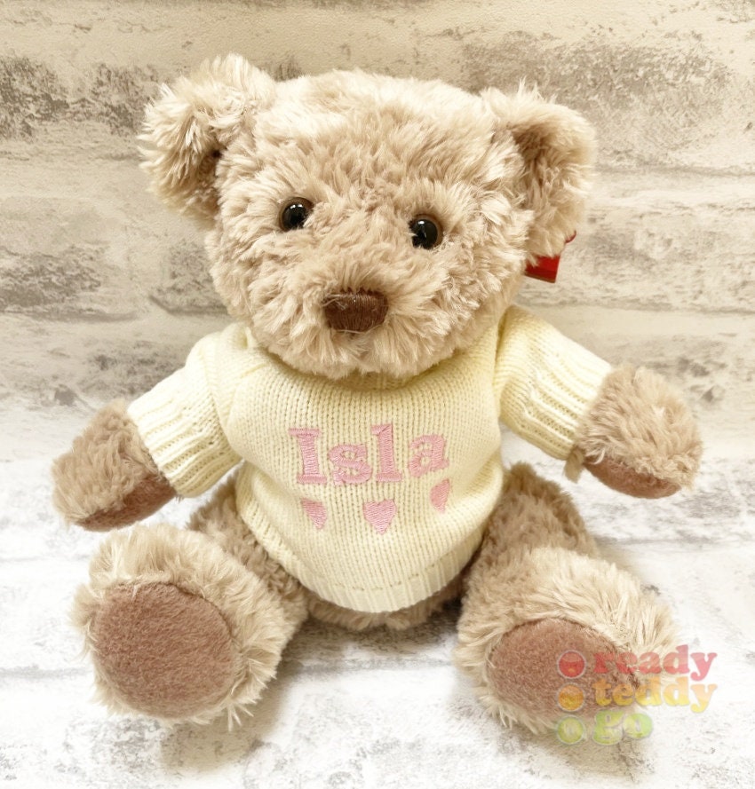 Personalised Teddy Bear 8 Inch Knitted Jumper Embroidered With Etsy UK