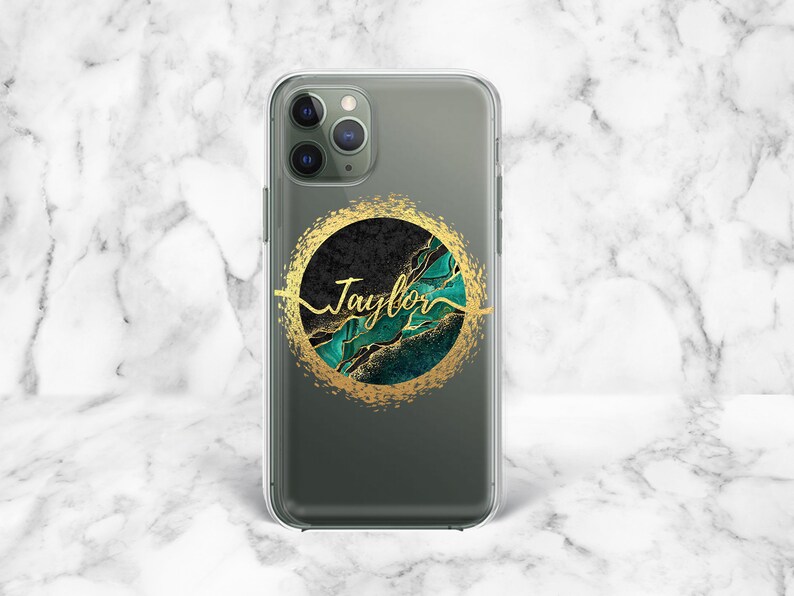 Personalized iPhone 12 Case iPhone 11 Pro Case iPhone XS Max Case Samsung S10e Case Green Samsung S10 Plus Gold Marble Samsung S20 Ultra