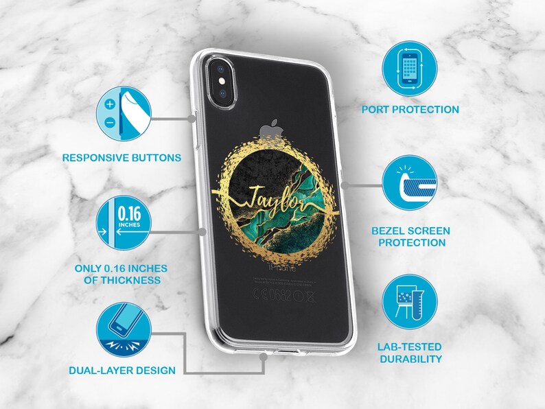 Personalized iPhone 12 Case iPhone 11 Pro Case iPhone XS Max Case Samsung S10e Case Green Samsung S10 Plus Gold Marble Samsung S20 Ultra