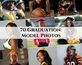 70 Graduation Model Photos, School Cap and Gown Stock Images, Social Media and Branding Digital Download