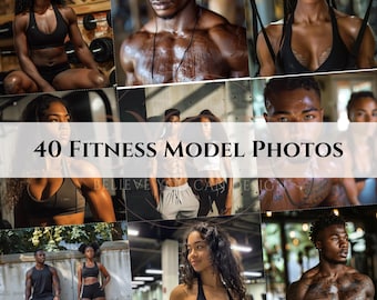 40 Fitness Model Fotos, Workout und Gym Lifestyle Stock Bilder, Social Media und Branding Digitaler Download