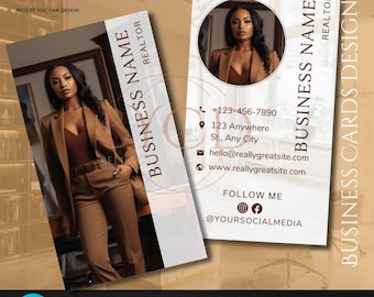 Realtor Business Card Template, Real Estate Agent Card, Editable Canva Design, Realty Branding, Modern Business Cards, Digital Download
