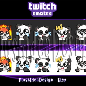 Lindo Teddy Panda saludando, Hola, Llora, Suspiro, Llora, Enojado, Rabia, Jajaja, Reír, Sombras, Gafas de Sol - 5 Twitch Sub Emotes Pack - Lindo Panda
