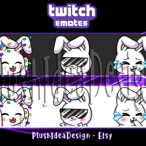 かわいいウサギ、かわいいバニー、クール、サングラス、笑い、大笑い、ハッピー、誇大宣伝 - 3 Twitch サブエモート パック