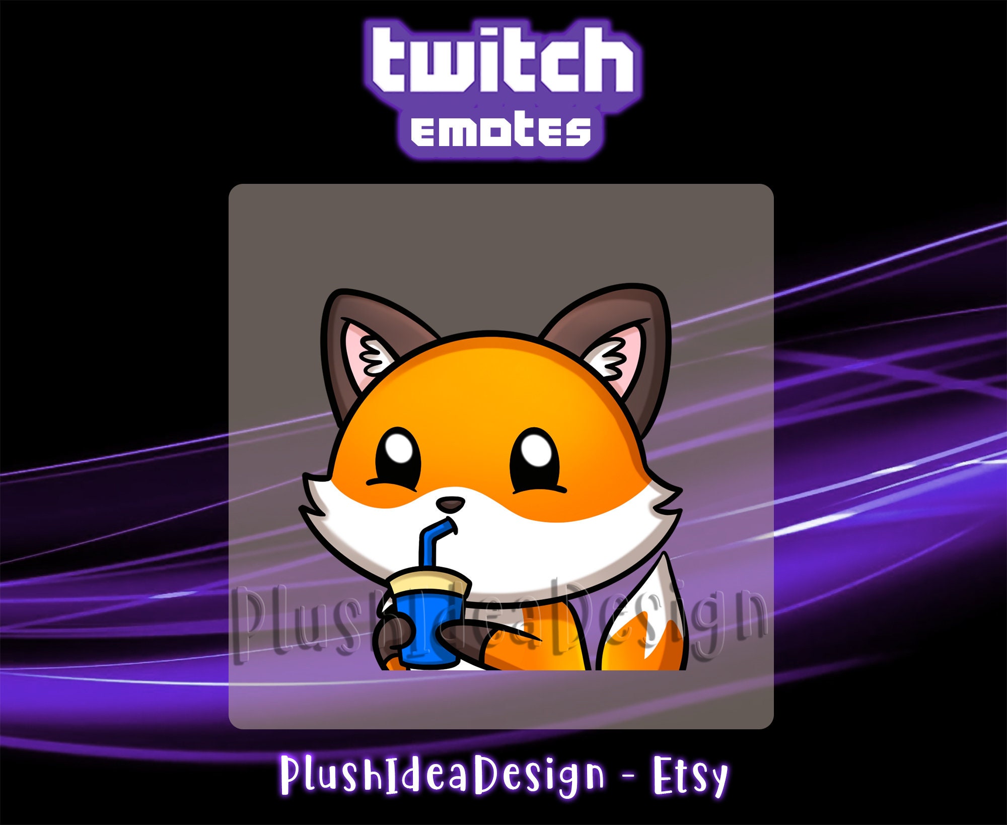 Fox Sip Cute Fox Sip - Twitch Sub Emote | Twitch Subscribers Emote - Cute ...