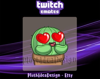 Cute Cactus Love, hearts - Twitch Sub Emote | Twitch Subscribers Emote