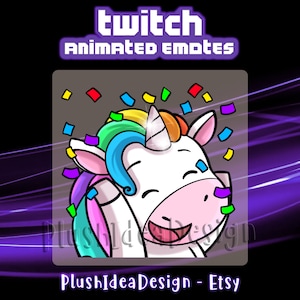 ANIMATED Hype Happy Confetti Cute Unicorn - ANIMATED Twitch Sub Emote