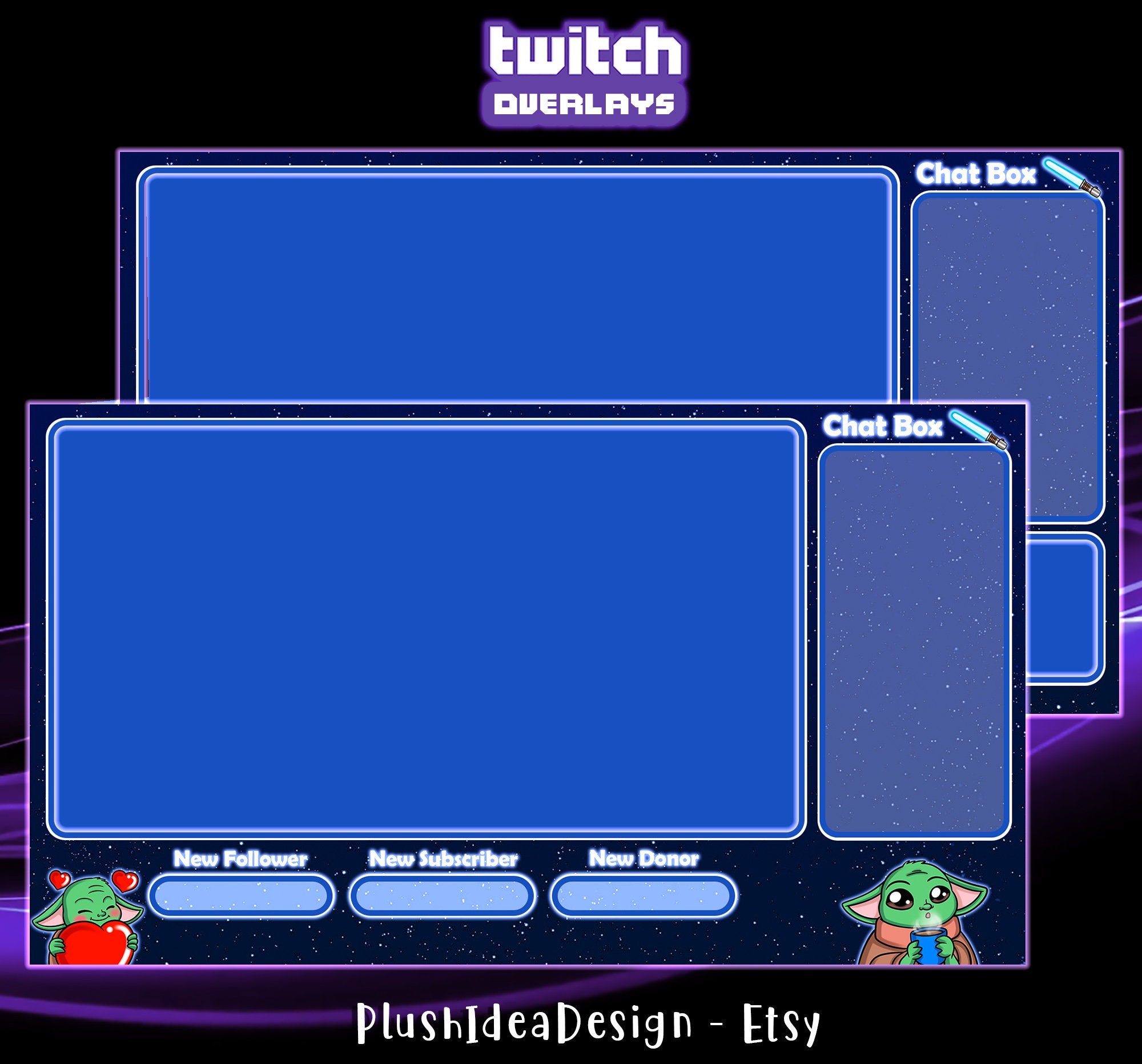Twitch Screens, Alerts and Overlays Pack Baby Yoda, Cute Yoda, Pastel ...