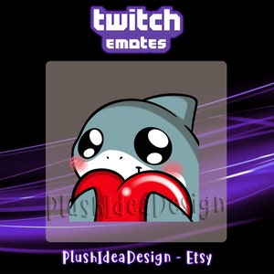 Cute Shark Love, hearts - Twitch Sub Emote | Twitch Subscribers Emote