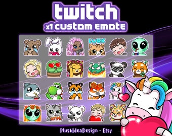 1x Custom Premium Twitch Sub Emote - Twitch Emoji for streamer - Youtube, Twitch, Discord - Cute Chibi anime style