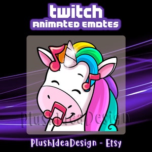 ANIMATED Disco Music Jam Cute Unicorn - ANIMATED Twitch Sub Emote