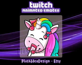 ANIMATED Disco Music Jam Cute Unicorn - ANIMATED Twitch Sub Emote