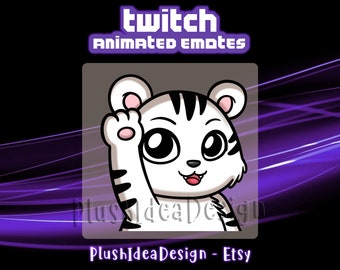 ANIMATED Hi Waving White Tiger - ANIMATED Twitch Sub Emote