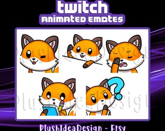 ANIMATED Wink, Bongo, Facepalm, Note, Confused Fox - ANIMATED Twitch Discord Sub Emotes - Pack of 5 - Cute Animated Emotes
