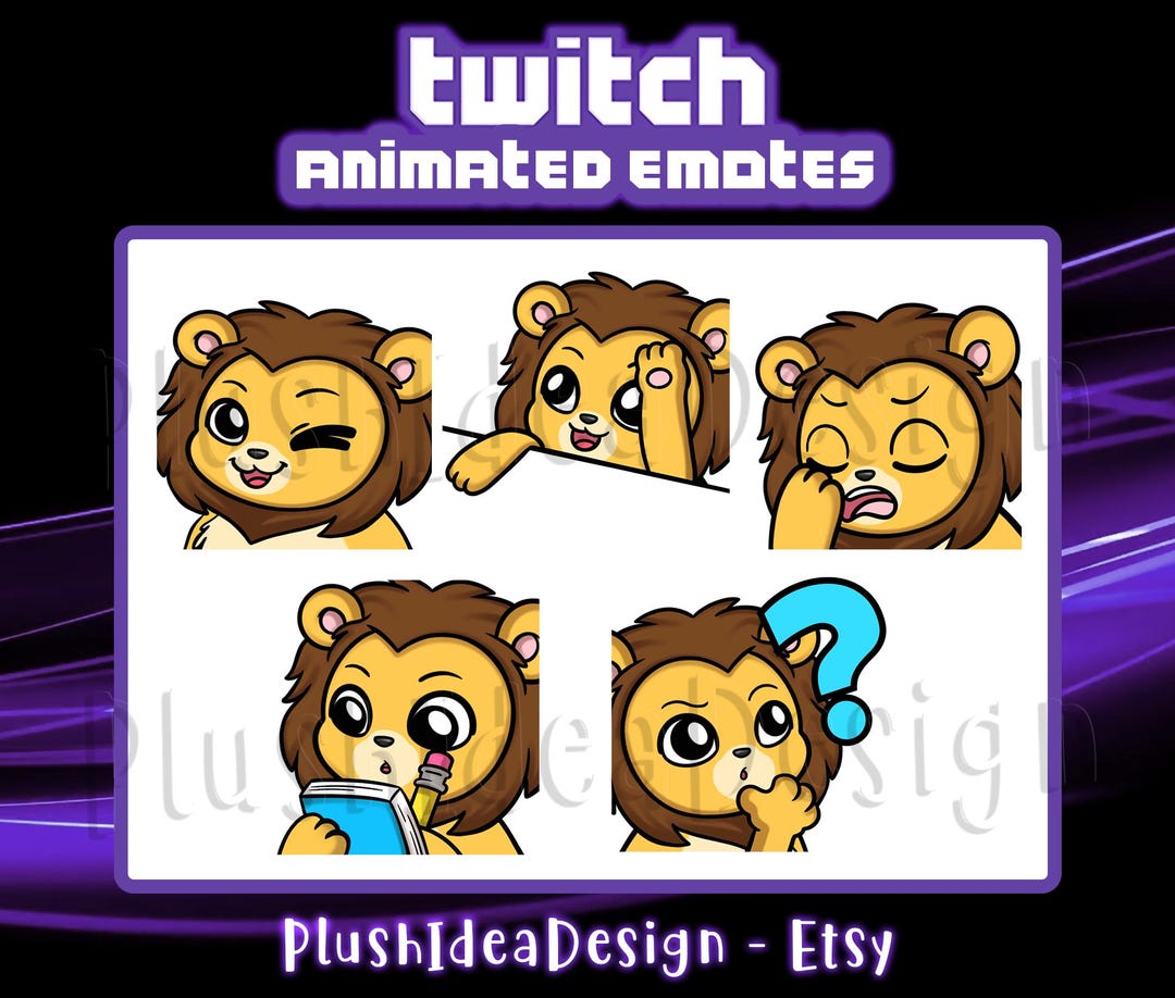 ANIMATED Wink, Bongo, Facepalm, Note, Confused Lion - ANIMATED Twitch ...