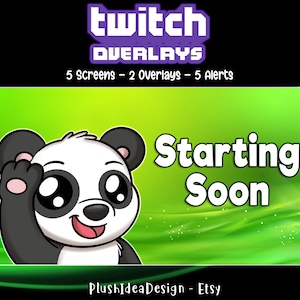 Twitch Screens, Alerts and Overlays Pack - Panda, lindo Panda, kawaii Panda - Gráficos para Streamer
