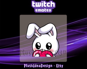Cute Bunny Rabbit Love, hearts - Twitch Sub Emote | Twitch Subscribers Emote