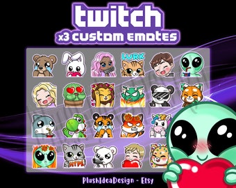 x3 Custom Premium Twitch Sub Emote - Twitch Emoji for streamer - Youtube, Twitch, Discord - Cute Chibi anime style