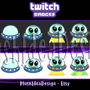 Alien - 6 Twitch Sub/Cheer Badges/Bit Badges - Space Theme, Ufo - Extraterrestrial