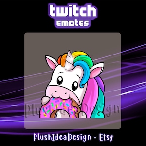 Unicorn Eat Donut, Food - Twitch Sub Emote | Twitch Subscribers Emote