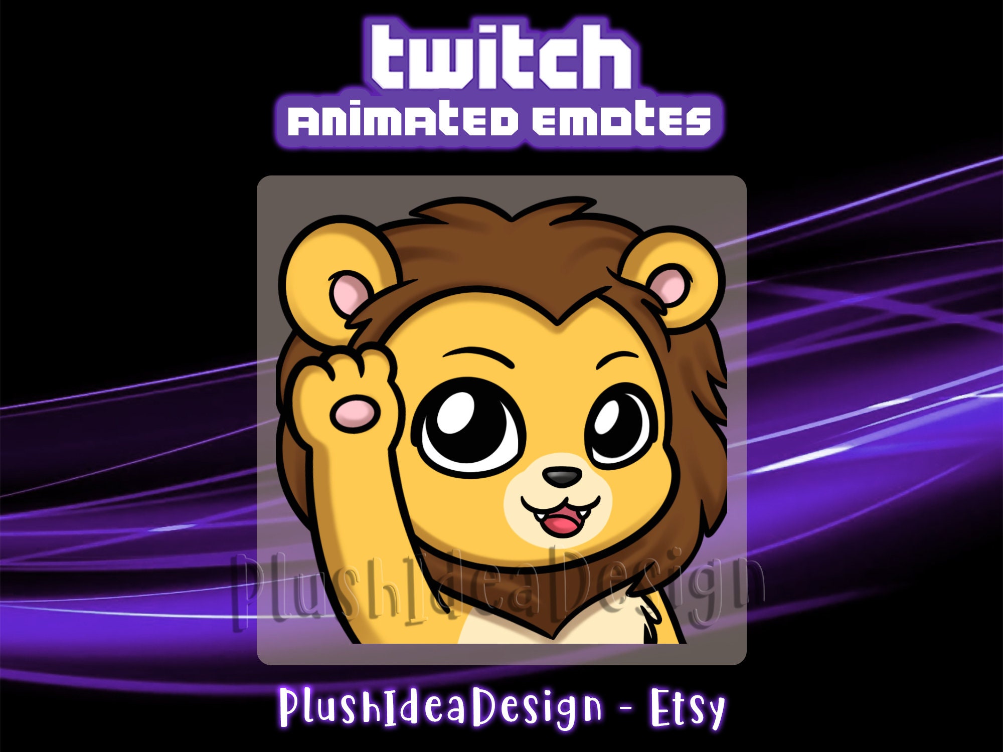 ANIMATED Hi Waving Lion - ANIMATED Twitch Sub Emote - Etsy